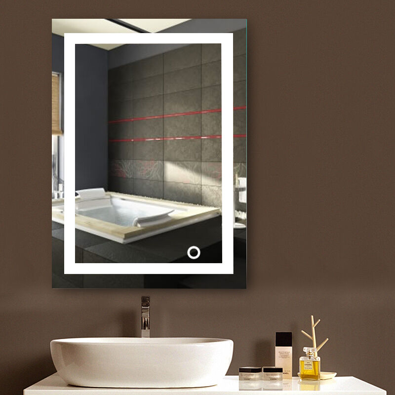 foto del prodotto specchio bagno 80x60cm con luci led,specchio da bagno illuminato con interruttore touch,da parete,luce bianca