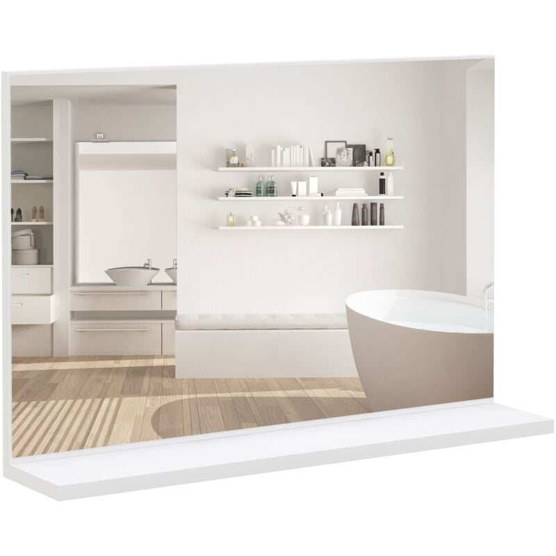 foto del prodotto specchio bagno a parete 60x12x40 cm con mensola bianco