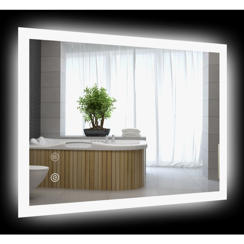 foto del prodotto specchio bagno antiappannamento con luci e controllo touch 70x50cm kleankin