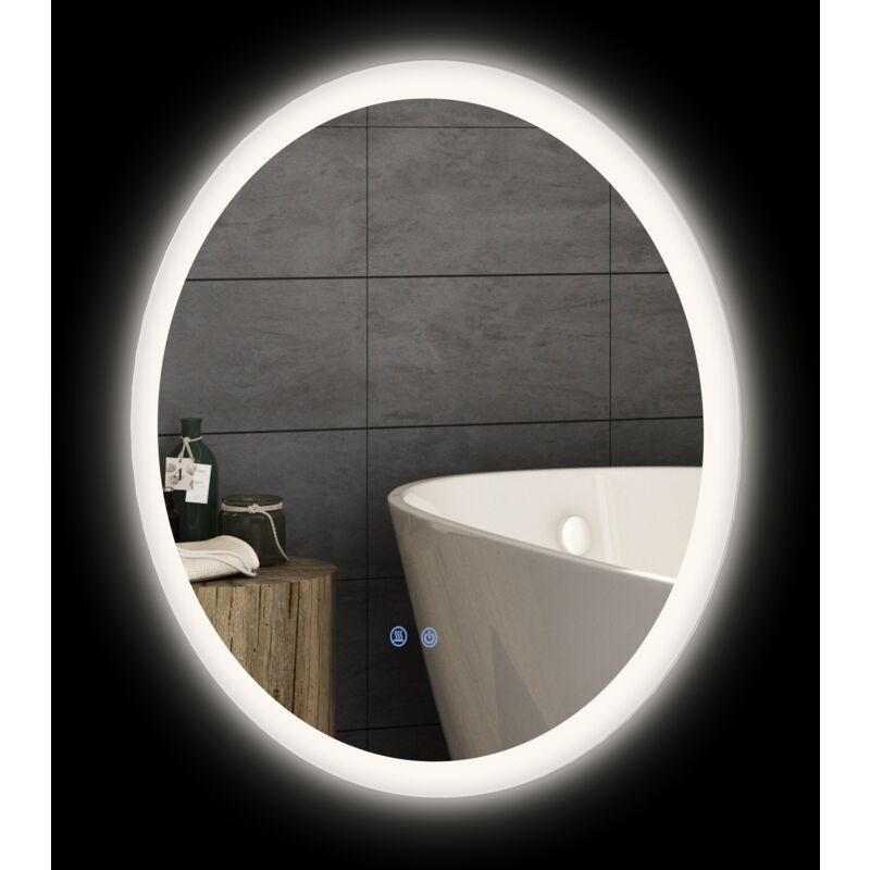 foto del prodotto specchio bagno antiappannamento con luci led e controllo touch 60cm kleankin