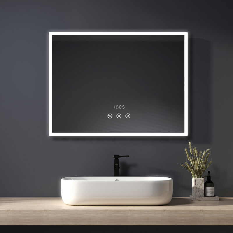 immagine 0 del prodotto specchio bagno con funzione di illuminazione e disappannamento variabile a 3 colori specchi led luminosi per bagno 80x60cm heilmetz