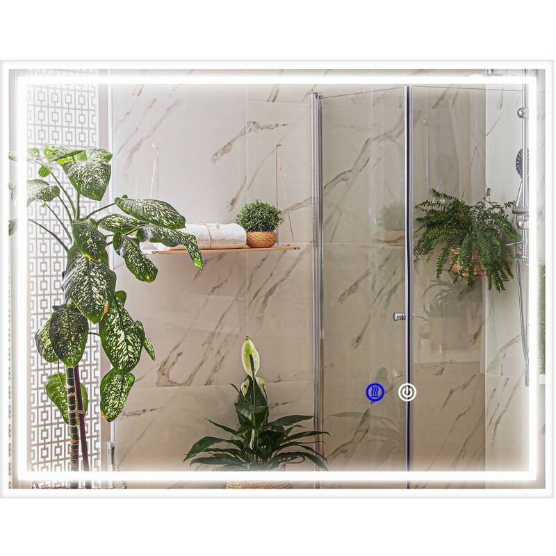 foto del prodotto specchio bagno con led 90x70 cm antiappannamento e interruttore touch