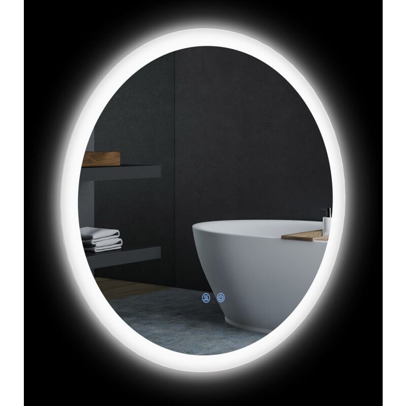foto del prodotto specchio bagno con luci led 3 tonalit 60 cm controllo touch e design antiappannamento