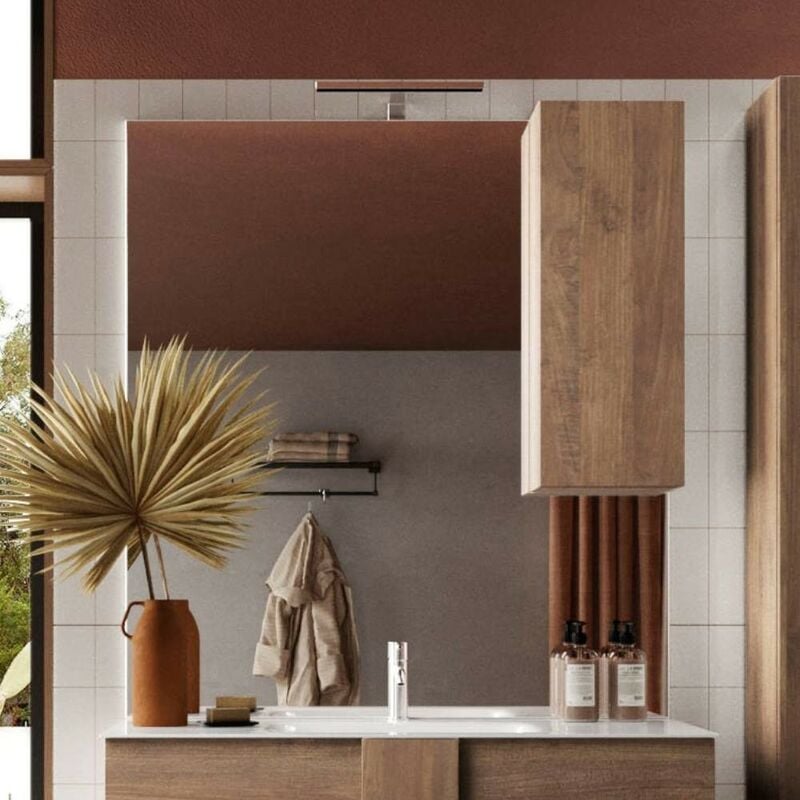 foto del prodotto specchio bagno con pensile e lampada led salemi 100x110h colore rovere mercure