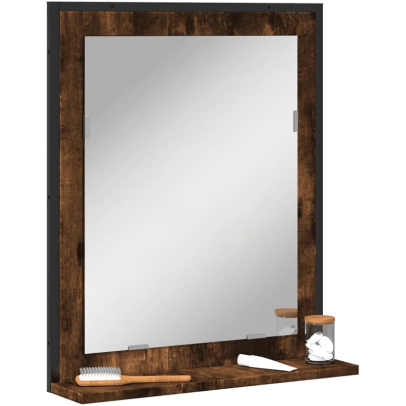 foto del prodotto specchio bagno con ripiano rovere fumo 50x12x60 cm multistrato vidaxl