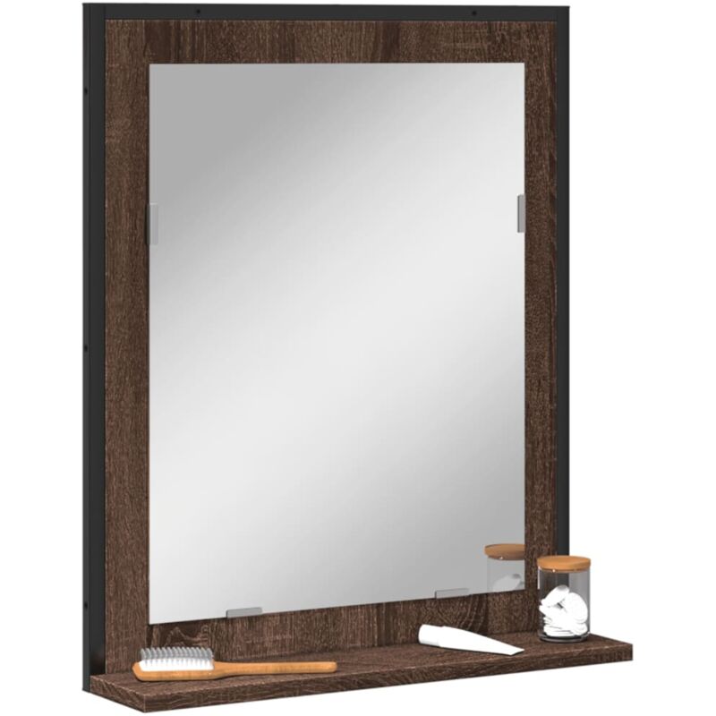 foto del prodotto specchio bagno con ripiano rovere marrone 50x12x60 multistrato vidaxl
