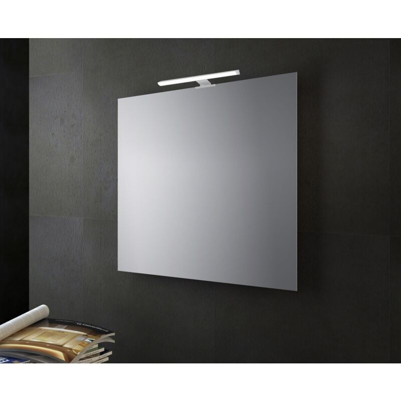 foto del prodotto specchio bagno filo lucido con lampada led 60x60 cm specchio con lampada
