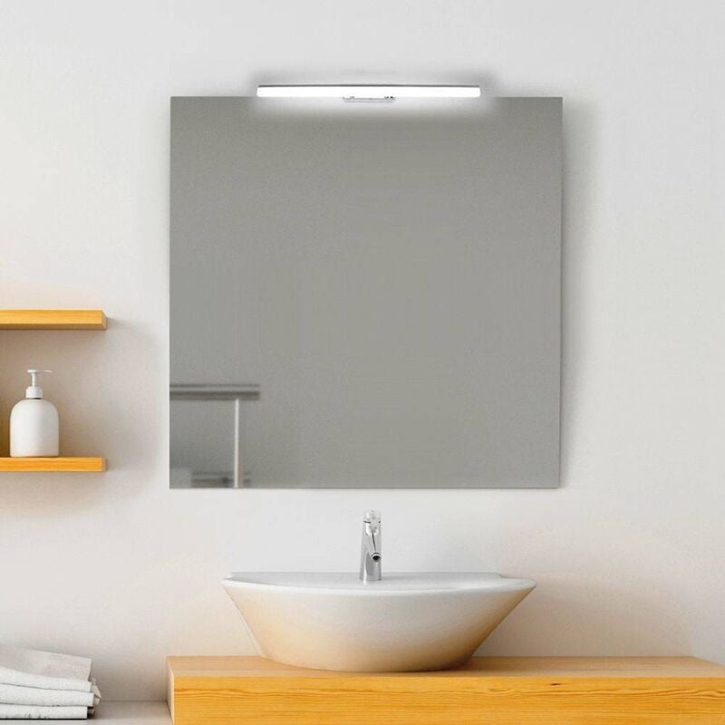 foto del prodotto specchio bagno reversibile con lampada led 70x70 cm specchio con lampada