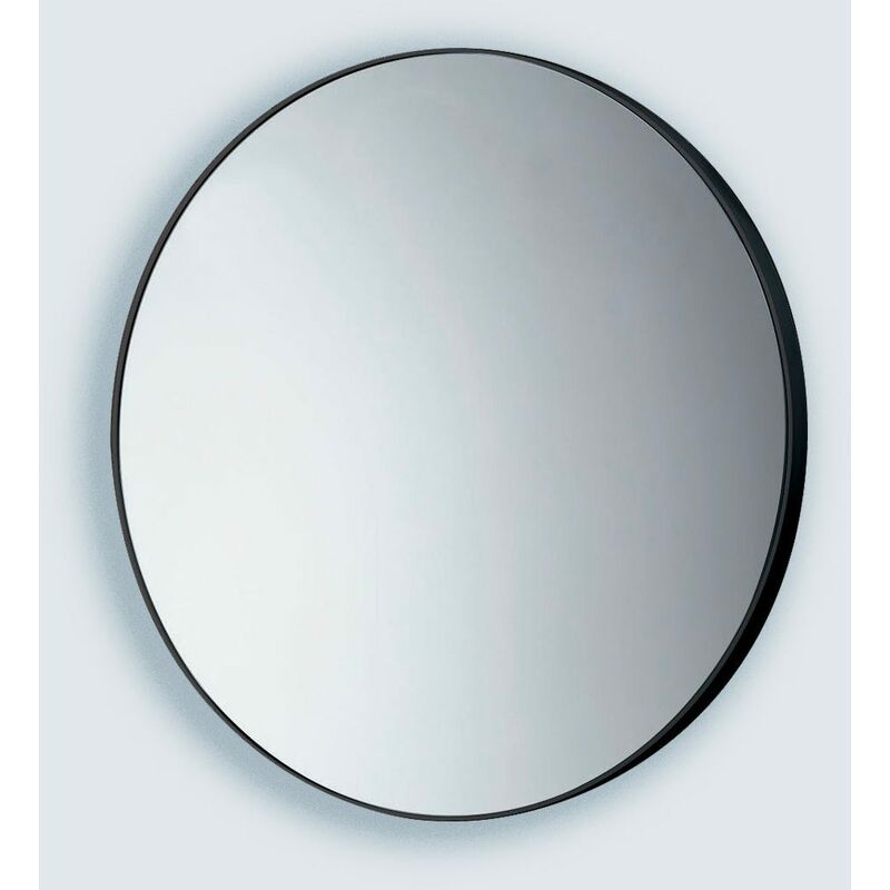 foto del prodotto specchio bagno rotondo 60cm con cornice in resina termoplastica nera