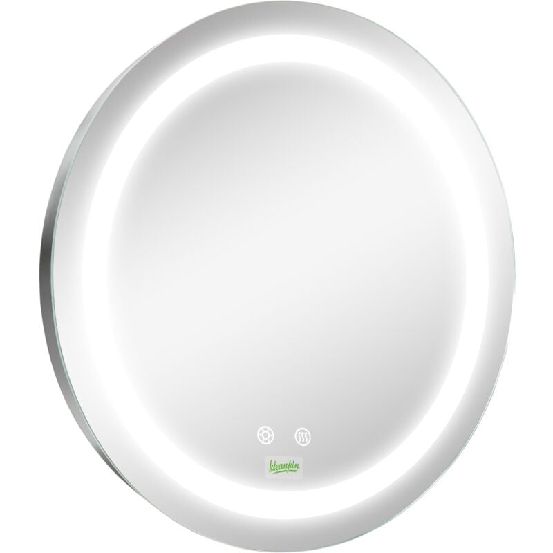 foto del prodotto specchio bagno rotondo con luce led regolabile e anti appannamento kleankin