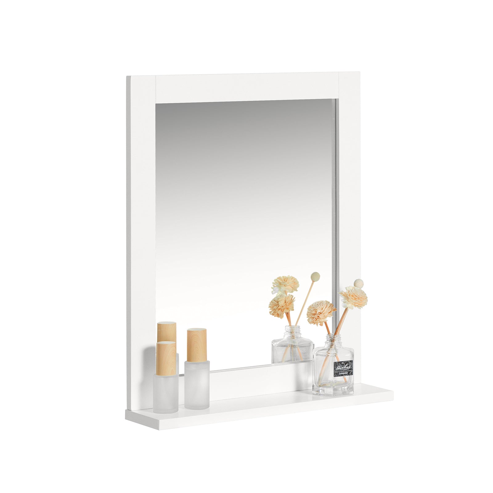 foto del prodotto specchio bagno specchio da parete mensola bagno bianco a muro bianco frg129 w