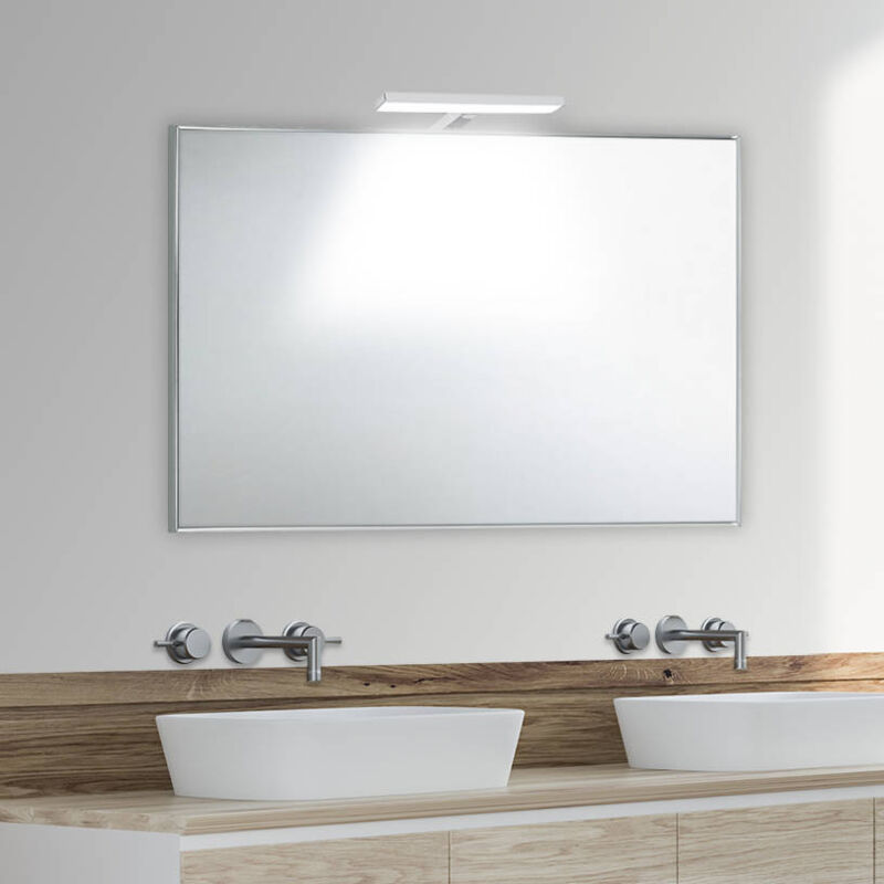 foto del prodotto specchio bagno su misura con cornice esterna in alluminio fino a 150 cm fino a 60 cm