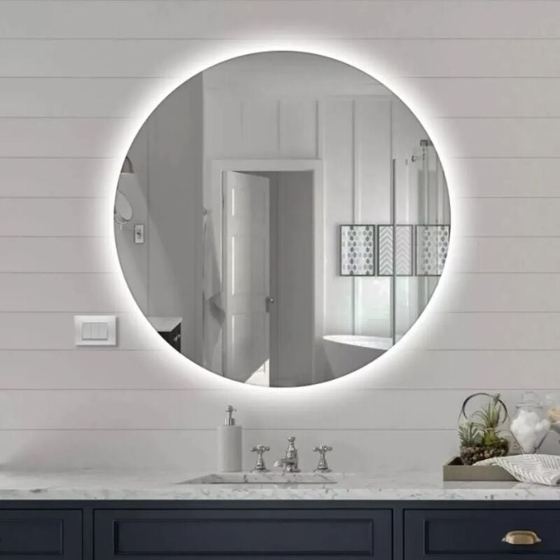 foto del prodotto specchio bagno tondo led diametro 70 cm retroilluminato con luce fredda