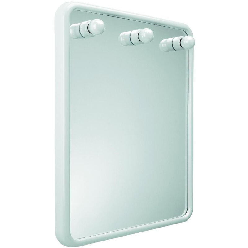 foto del prodotto specchio bianco luminoso specchiera con luci per trucco bagno mod. linea
