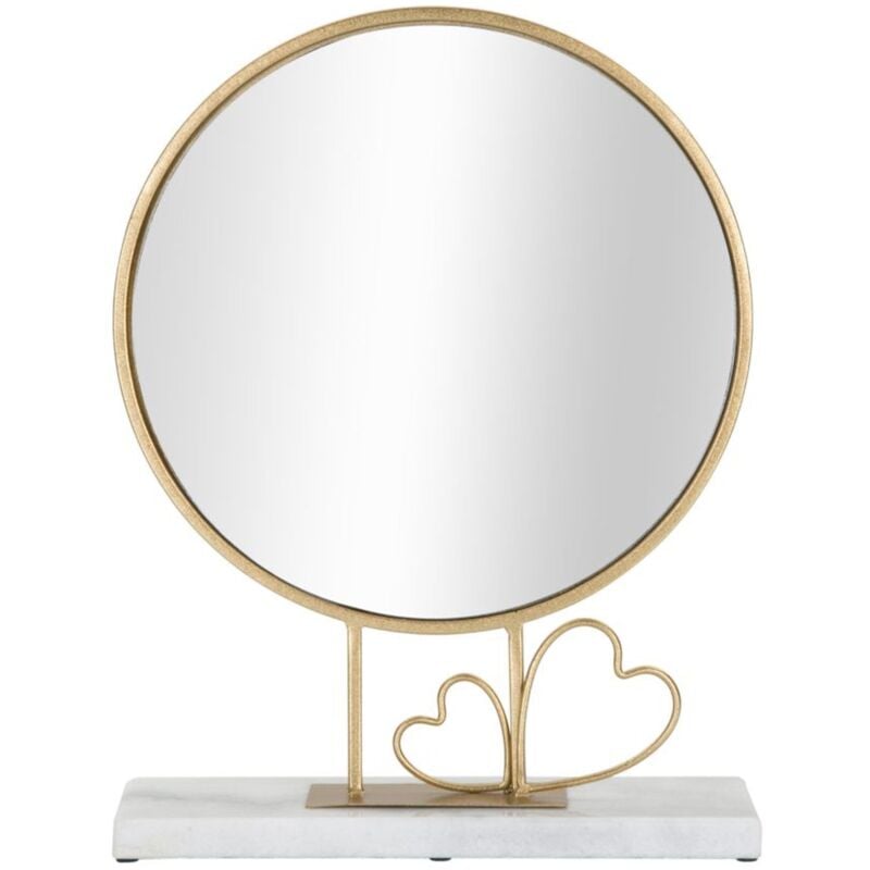 foto del prodotto specchio con appoggio in marmo cornice color oro per bagni e camere da letto farfalla