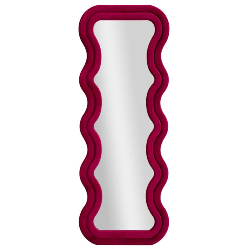 foto del prodotto specchio con cornice curve, mdf, poliestere, vetro, rosa, 160x60x6 cm