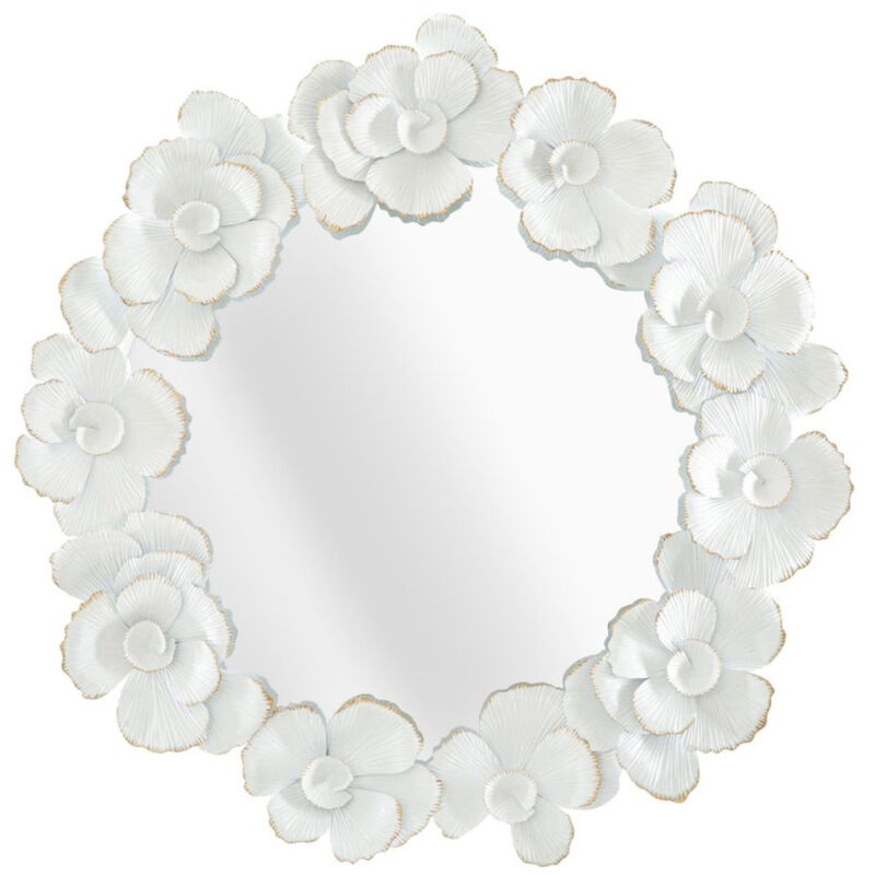 foto del prodotto specchio con cornice mf489, metallo, mdf, vetro, bianco, oro, 82x2,6x85,5 cm