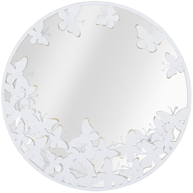 foto del prodotto specchio con cornice mf491, metallo, mdf, vetro, bianco, oro, 62,5x2,3x62,5 cm
