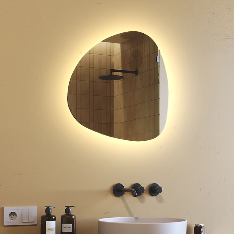 foto del prodotto specchio con illuminazione led bagno 54x54cm specchio illuminato a led con illuminazione jaj221 bianco caldo 2700k