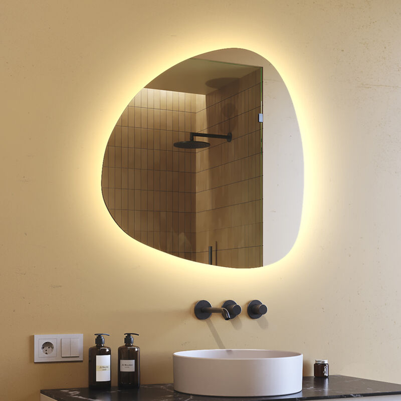 foto del prodotto specchio con illuminazione led bagno 74x74cm specchio illuminato a led con illuminazione jaj221 bianco caldo 2700k