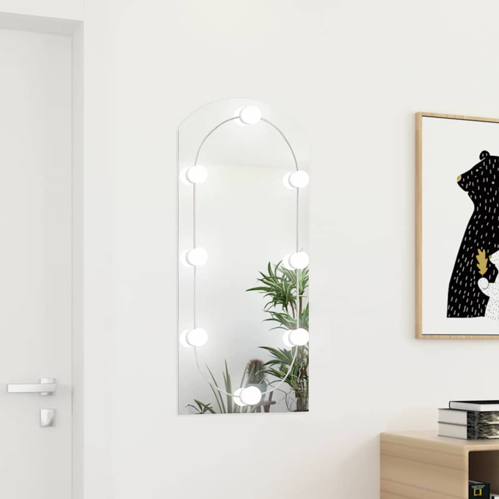foto del prodotto specchio con luci led 90x45 cm forma ad arco in vetro vidaxl