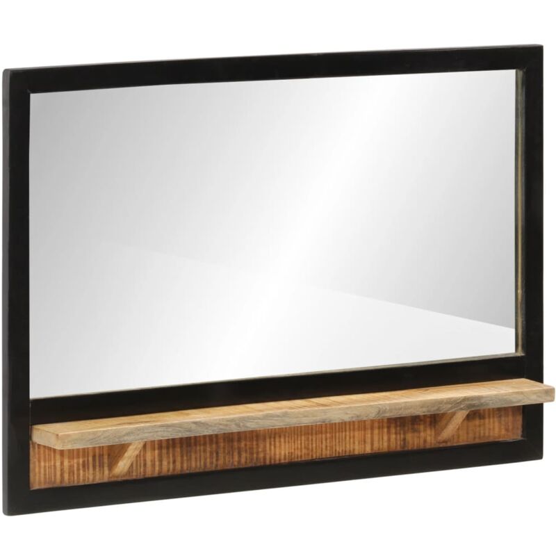 foto del prodotto specchio con ripiano 80x8x55 cm vetro e legno massello di mango vidaxl
