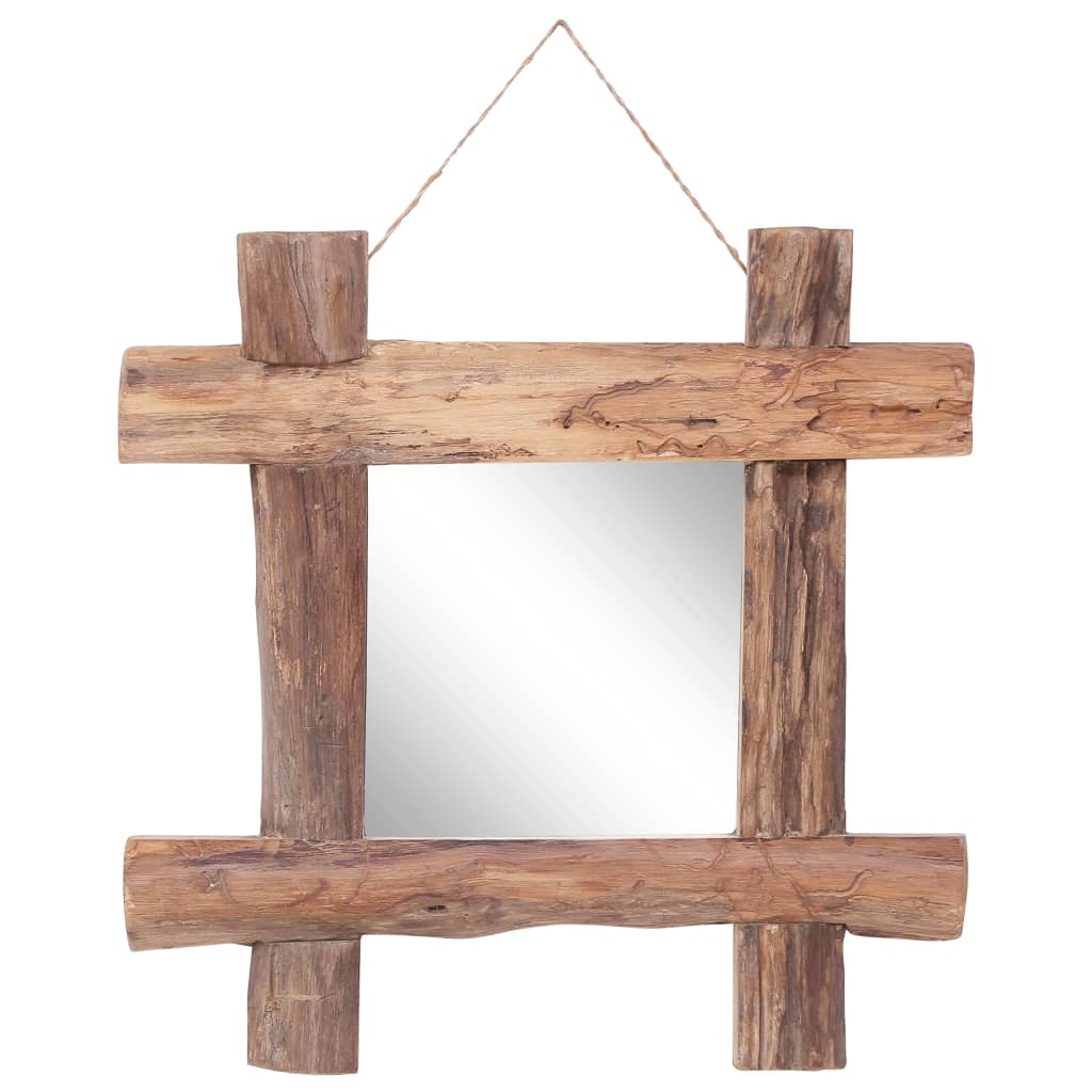 foto del prodotto specchio con tronchi naturale 50x50 cm in massello di recupero cod mxl 67602