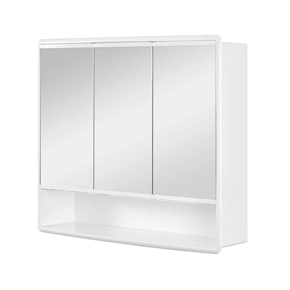 foto del prodotto specchio contenitore 60x50 cm bianco con 3 ante e ripiani interni