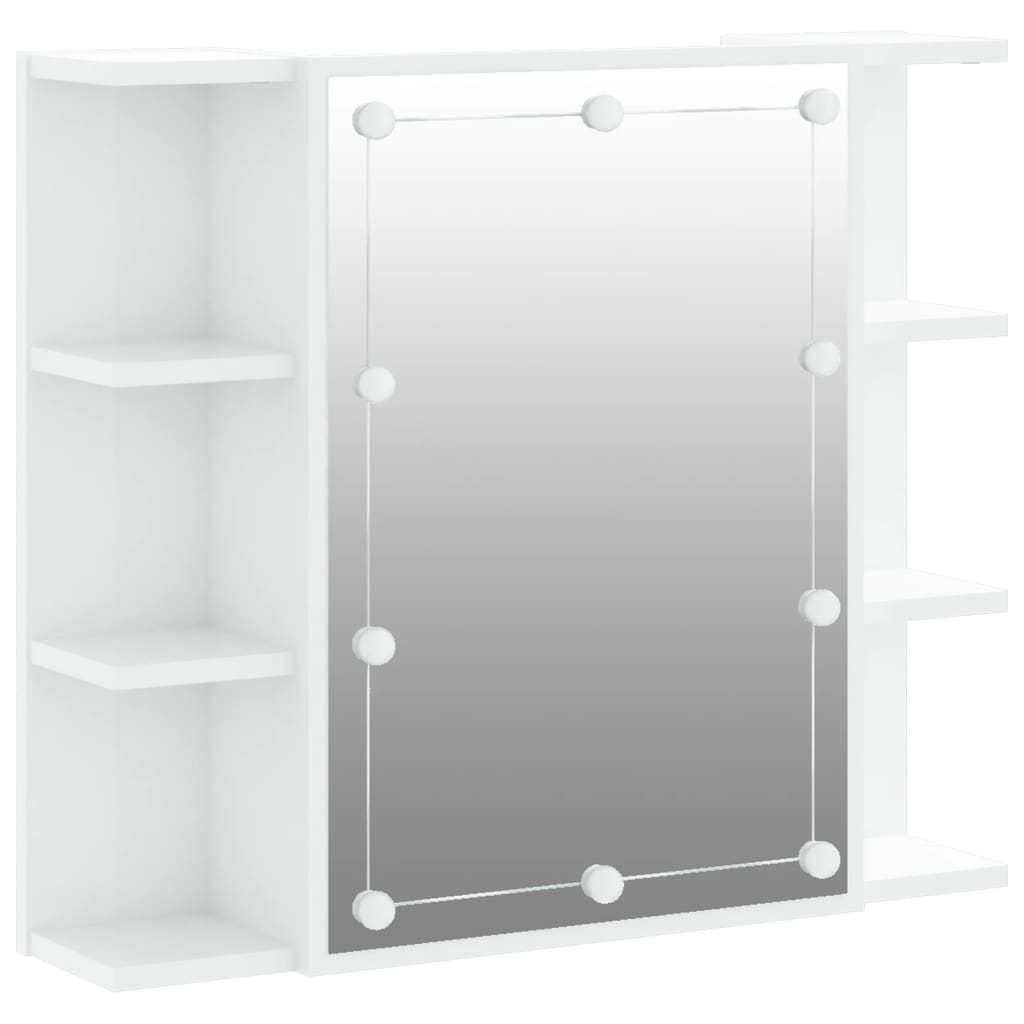 foto del prodotto specchio contenitore con led 70 x 16,5 x 60 cm bianco lucido 02 0006658
