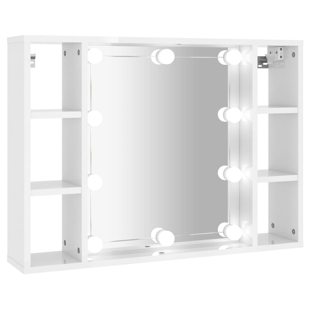 foto del prodotto specchio contenitore con led 76 x 15 x 55 cm bianco lucido 02 0006659