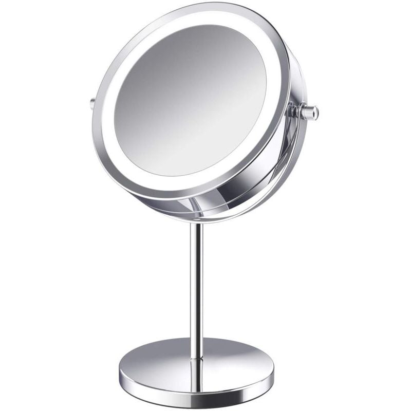 foto del prodotto specchio cosmetico ingranditore illuminato rotante a 360 , specchio cosmetico ingranditore 10x, specchio cosmetico illuminato, specchio rotante