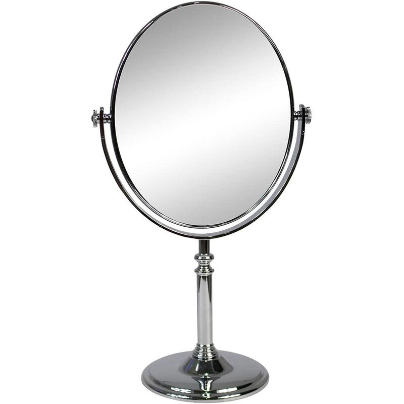 immagine 0 del prodotto specchio cosmetico ovale da trucco con zoom girevole da appoggio specchio di ingrandimento portatile per barba rasatura con base da tavolo 17x13 cm