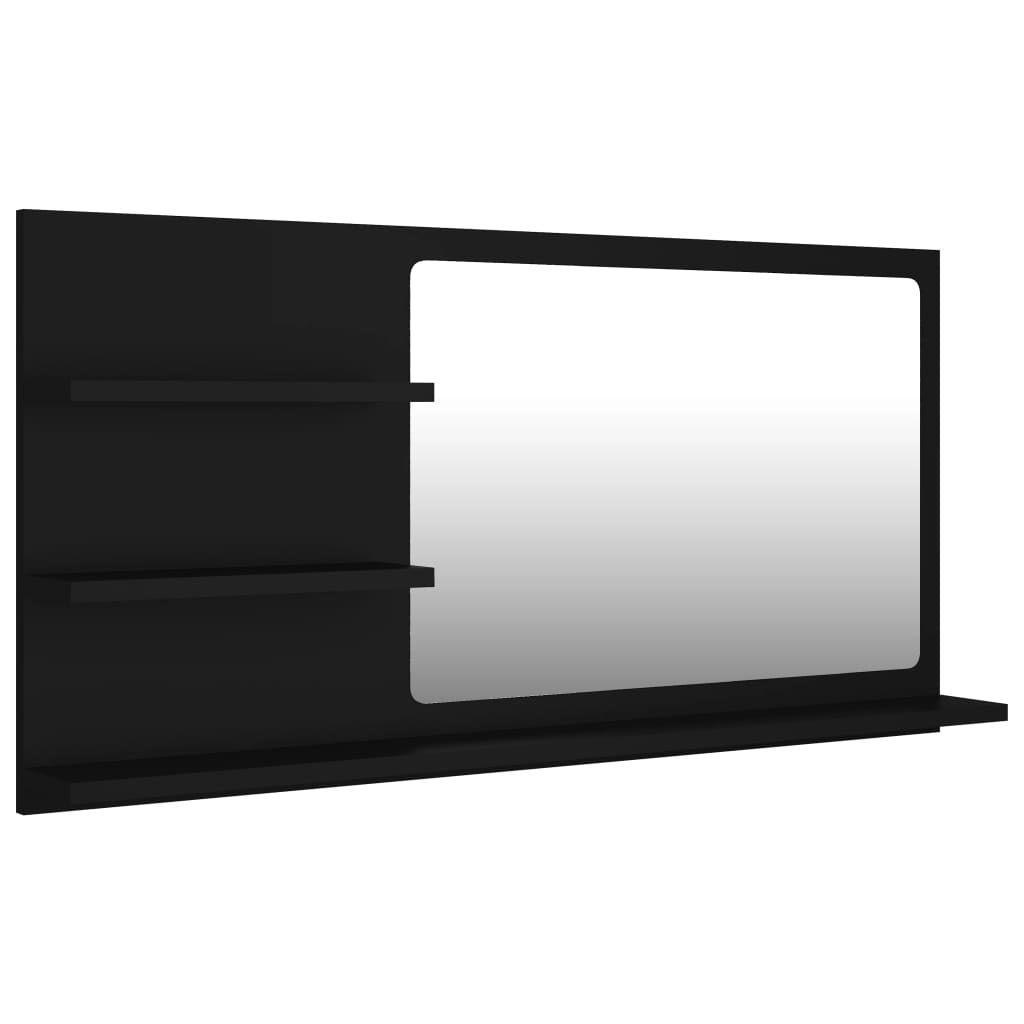 foto del prodotto specchio da bagno 3 ripiani 90 x 10,5 x 45 cm truciolato nero 02 0006954