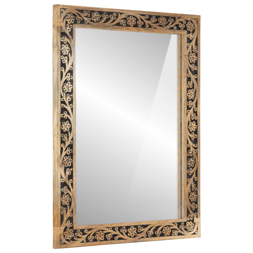 foto del prodotto specchio da bagno 50x70x2,5 cm legno massello di mango e vetro
