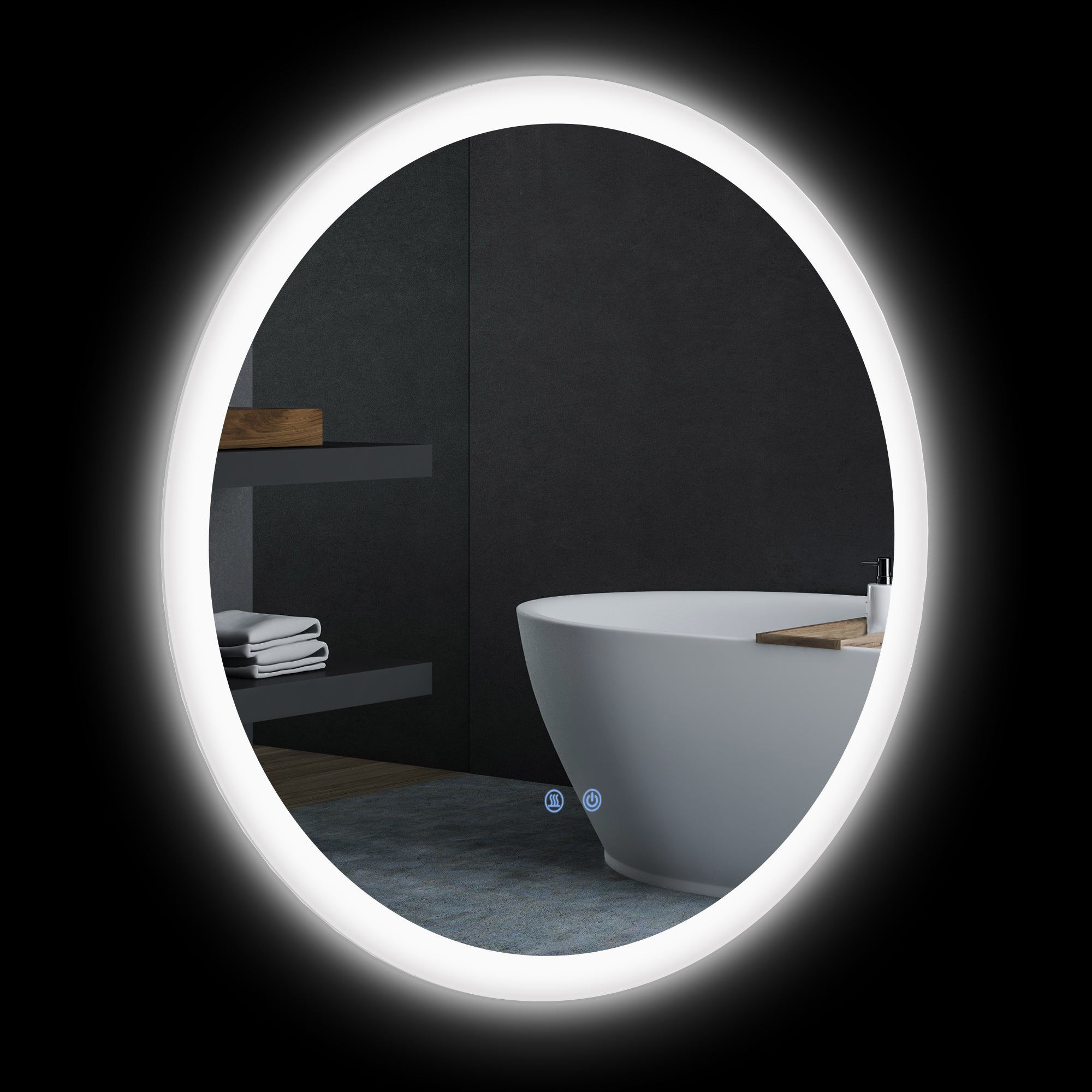 foto del prodotto specchio da bagno 70x3 cm con led 3 colori regolabili in metallo e vetro