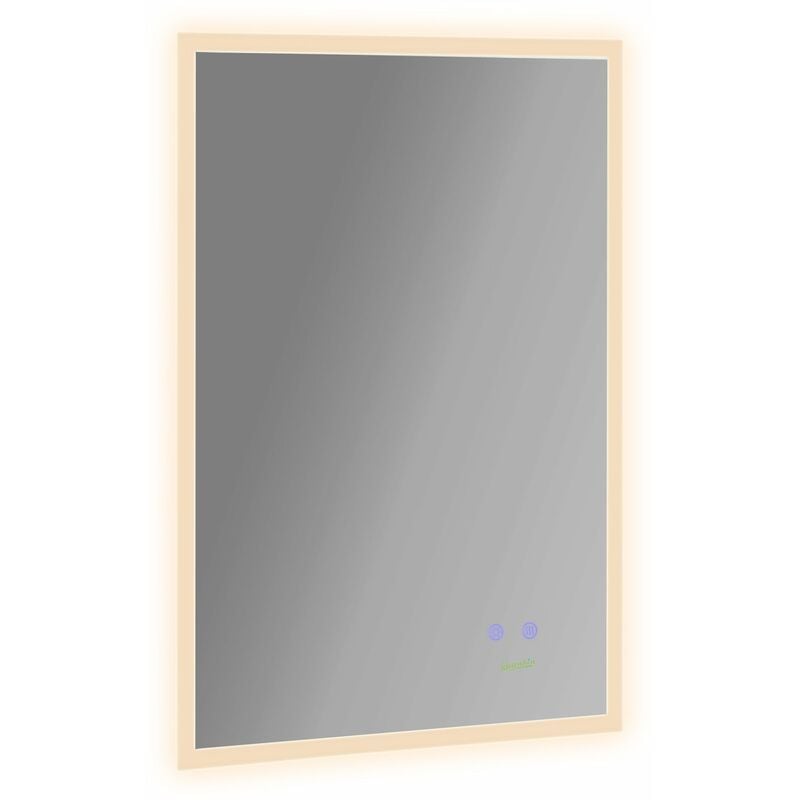 foto del prodotto specchio da bagno 70x50 cm con cornice a led argento
