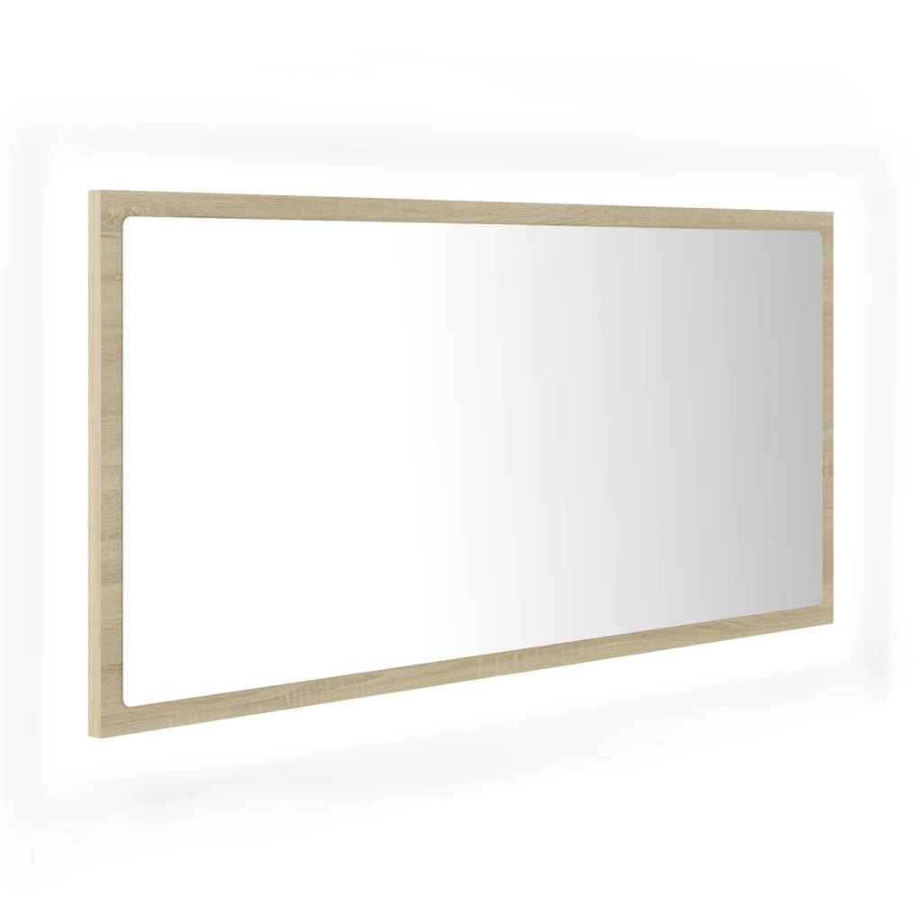 foto del prodotto specchio da bagno a led 90 x 8,5 x 37 cm rovere acrilico