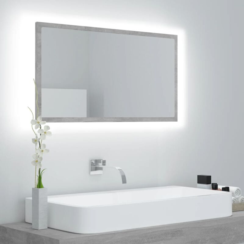 foto del prodotto specchio da bagno a led grigio 80x8,5x37 cm in acrilico