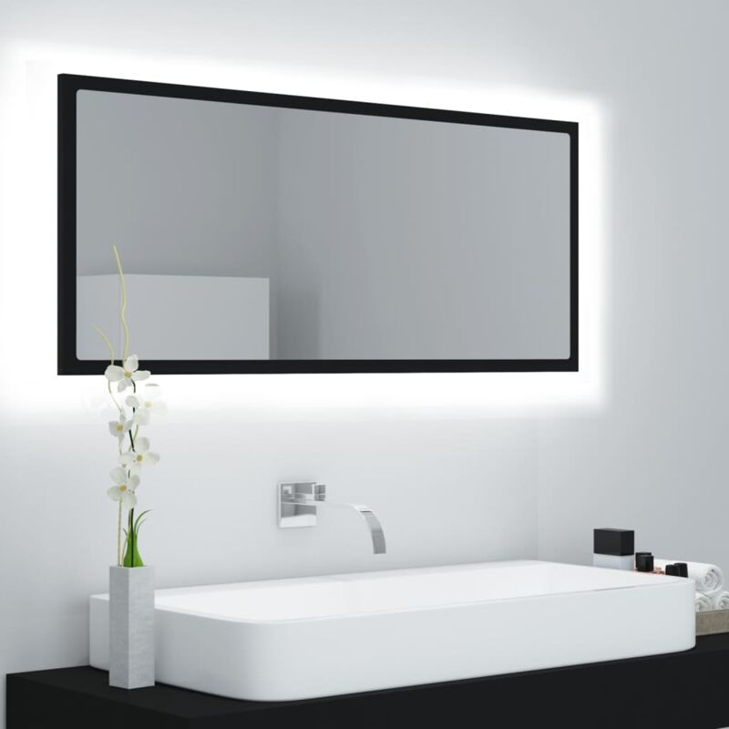 foto del prodotto specchio da bagno a led nero 100x8,5x37 cm in acrilico