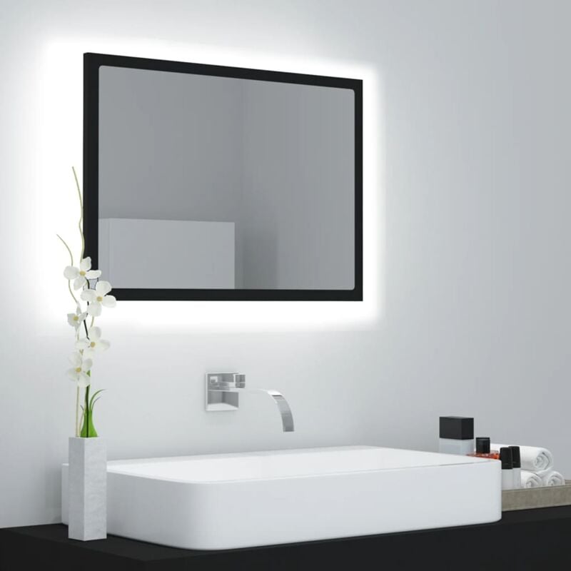 foto del prodotto specchio da bagno a led nero 60x8,5x37 cm in acrilico