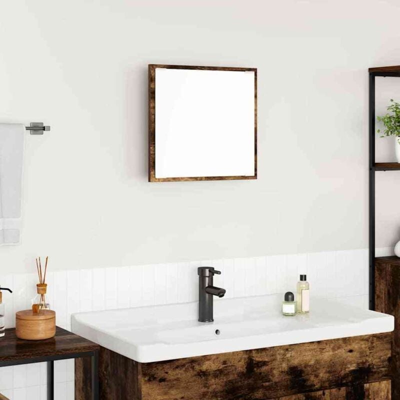 foto del prodotto specchio da bagno a led rovere affumicato 40x8.5x37 cm legno composito vidaxl