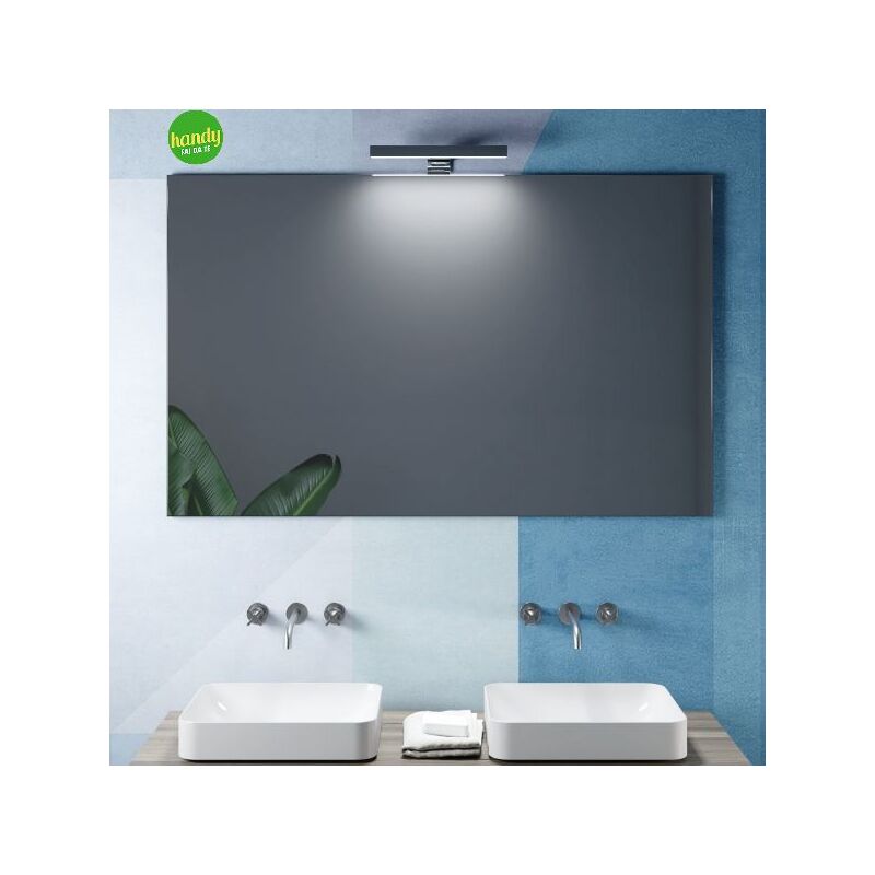 foto del prodotto specchio da bagno a parete con applique a luce naturale cm 70x120 mobo