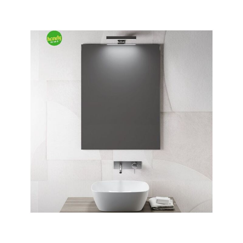 foto del prodotto specchio da bagno a parete con applique a luce naturale cm 80x60 mobo