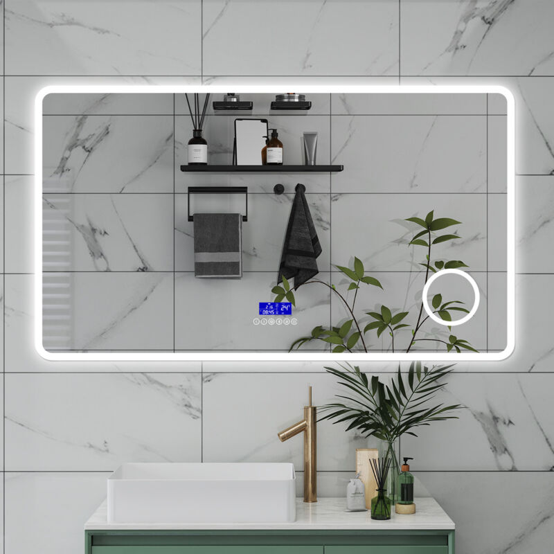 foto del prodotto specchio da bagno bluetooth 120x70cm con antiappannamento dimmerabile 3 colori ingrandimento 3x