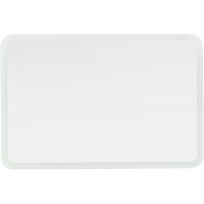 foto del prodotto specchio da bagno con illuminazione integrata a led bianco rettangolare 90 x 60 cm con interruttore a tocco con montaggio a parete comando touch