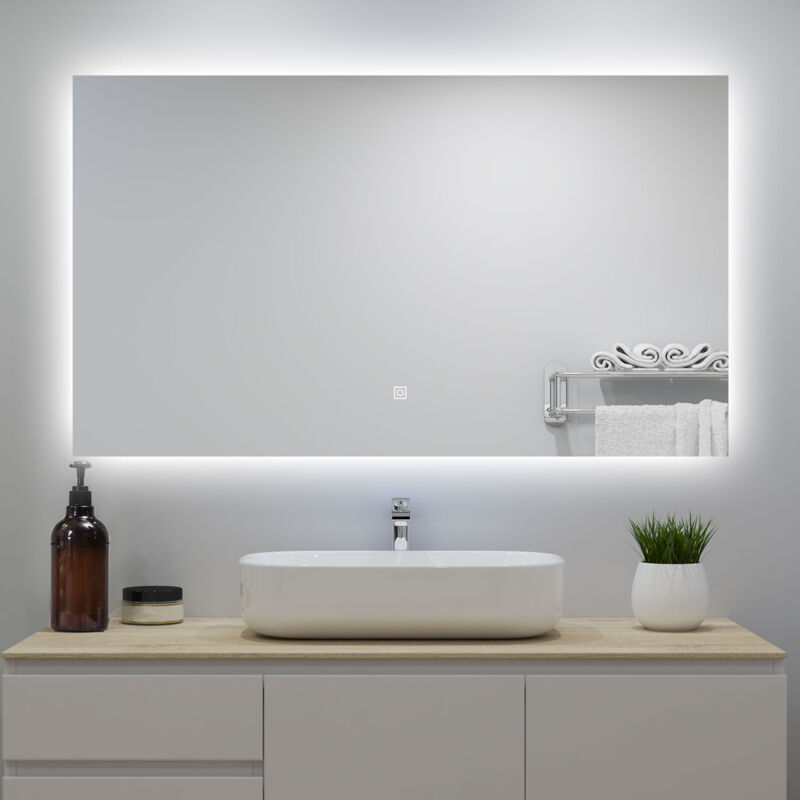 immagine 0 del prodotto specchio da bagno, disappannamento, touch, infinitamente dimmerabile, 120 x 70 cm, 6000k luce fredda, led