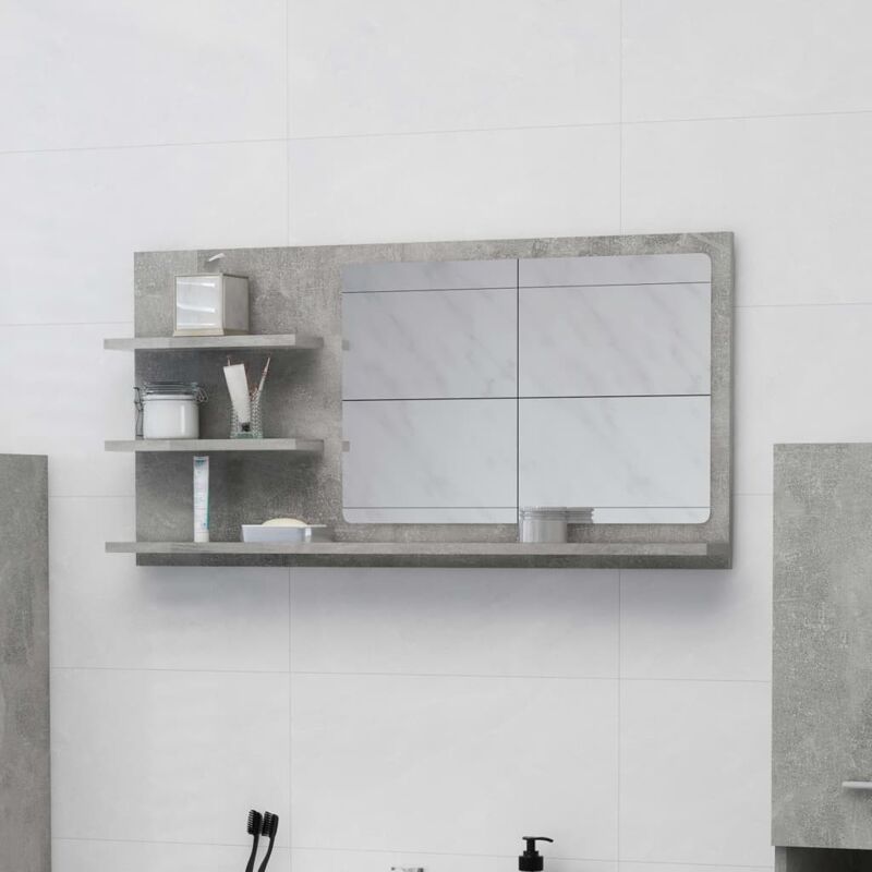 foto del prodotto specchio da bagno grigio cemento 90x10,5x45cm legno multistrato vidaxl