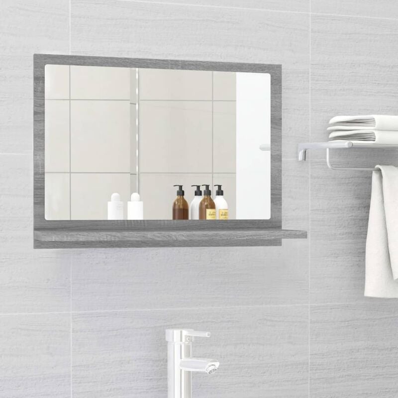 foto del prodotto specchio da bagno grigio sonoma 60x10,5x37 cm legno multistrato vidaxl