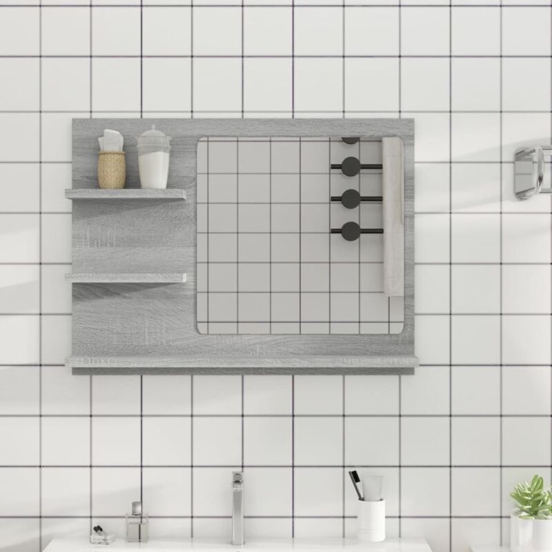 foto del prodotto specchio da bagno grigio sonoma 60x10,5x45 cm legno multistrato vidaxl