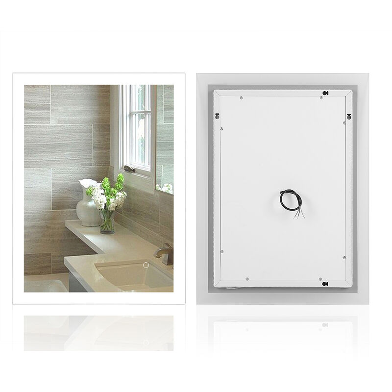 foto del prodotto specchio da bagno illuminazione a led per specchi da parete per bagno con funzione anti nebbia, controllo tattile 90 70cm haloyo